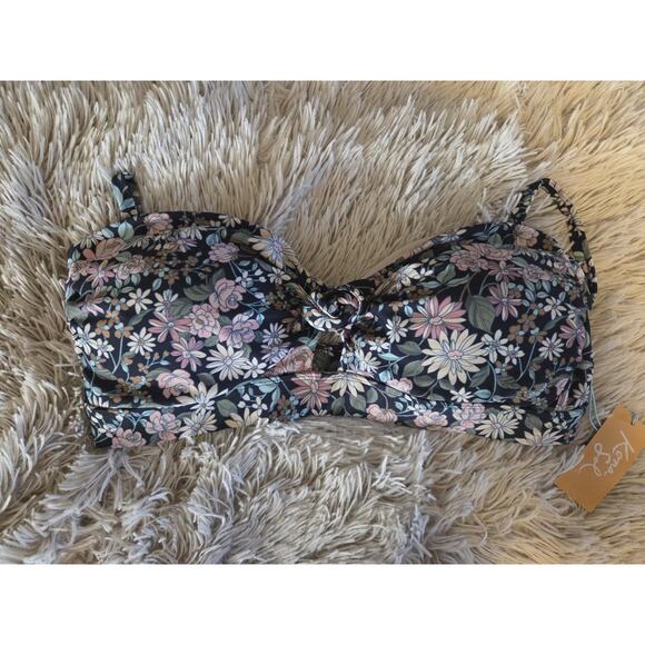 Kona Sol Bikini Top Multi color Floral Keyhole Front Padded Size XL 16-18 New - Picture 3 of 12